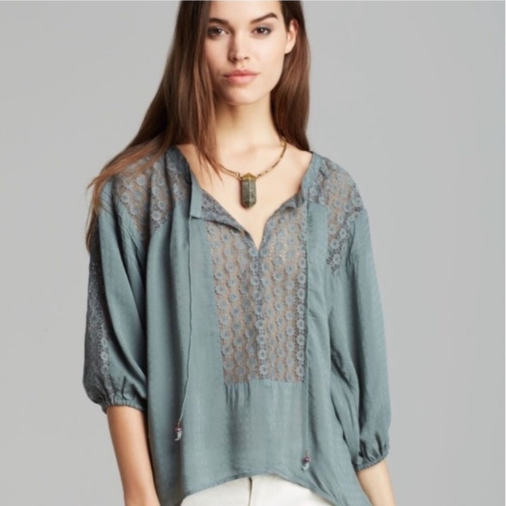 Free People Sage Green Blouse - Picture 1 of 5